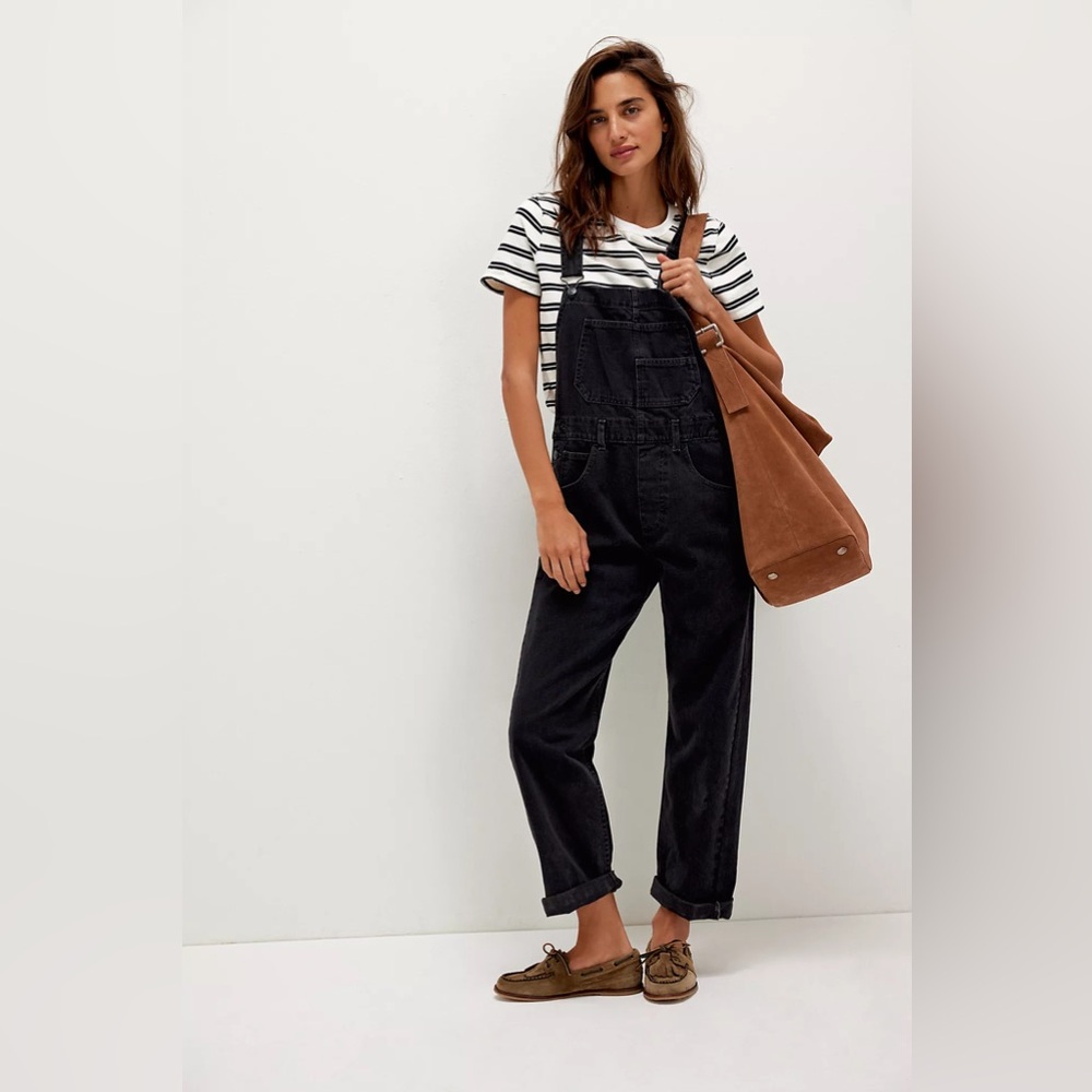 Free People We The Free Ziggy Black Denim Overalls